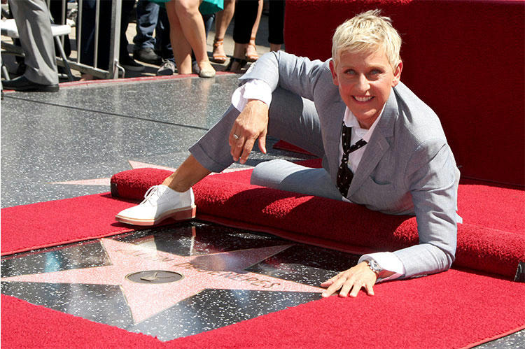 Ellen DeGeneres next to her Hollywood star ...  